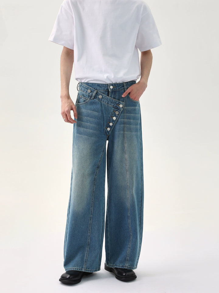 Distressed Wide-Leg Pants