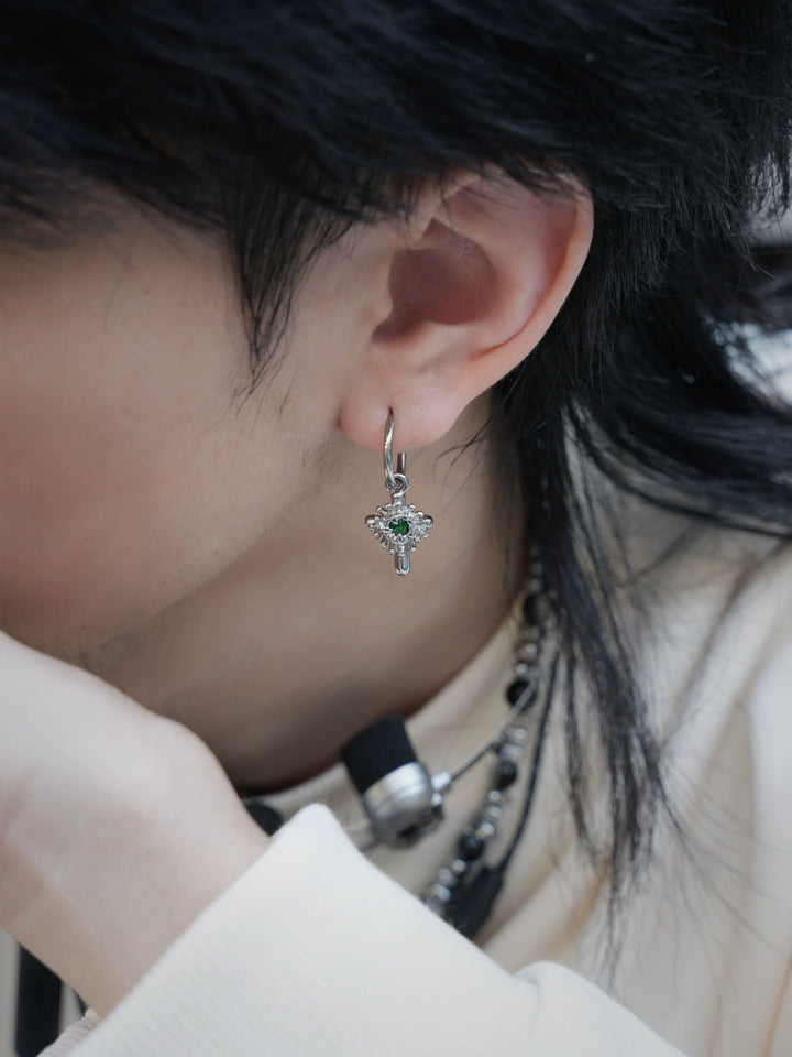 Floral Hoop Earrings with Pendant Charm