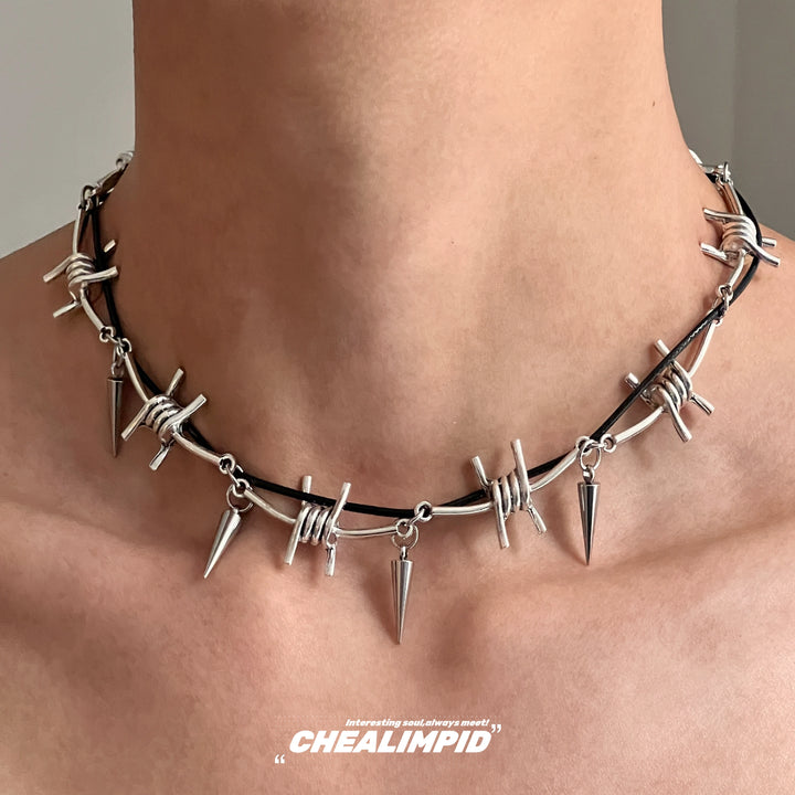 Punk Metal Rivet Clavicle Necklace444