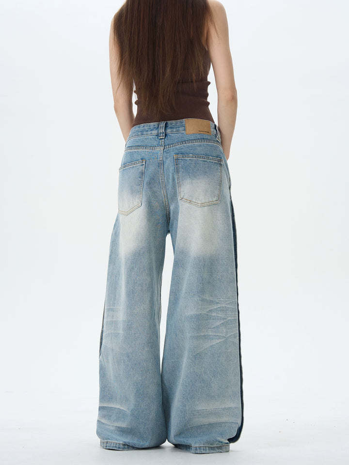 Pleated Wide-Leg Jeans