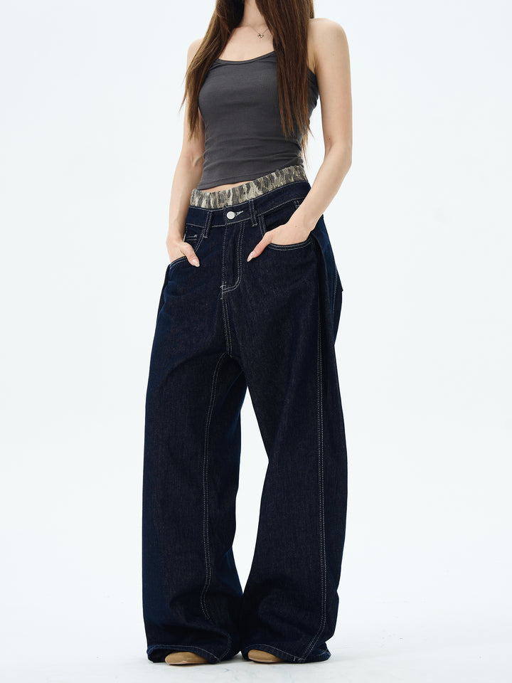 Double Waist Straight-leg Jeans