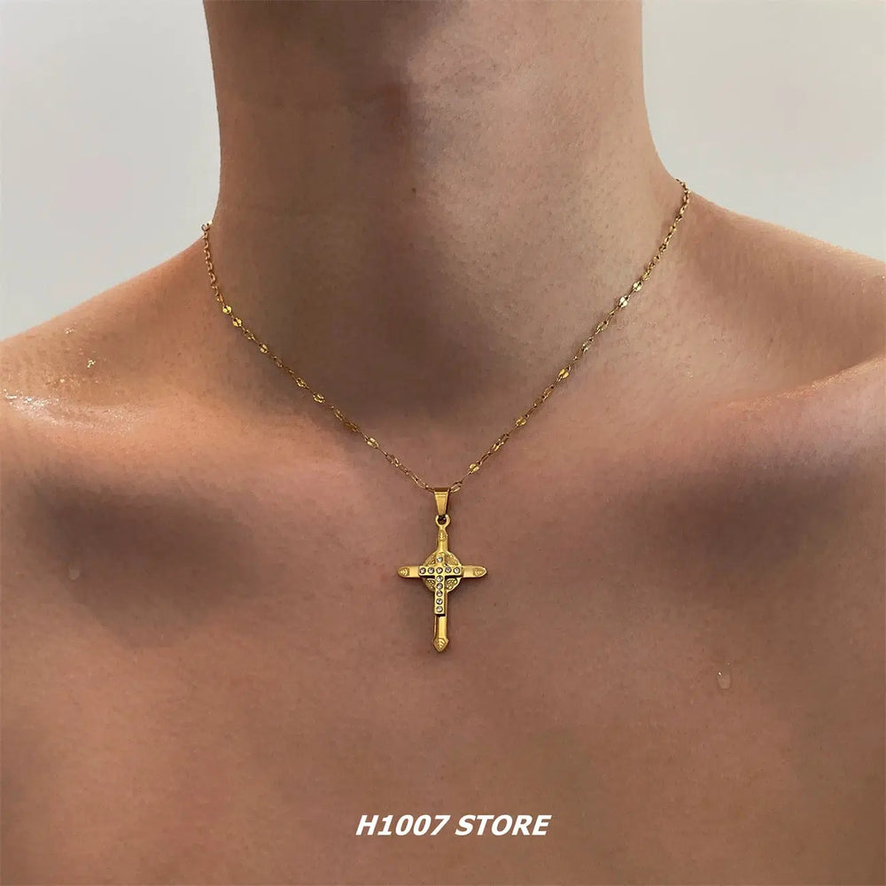 Gold Cross Pendant Necklace