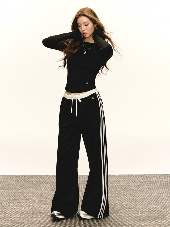 Retro Three-Bar Casual Pants