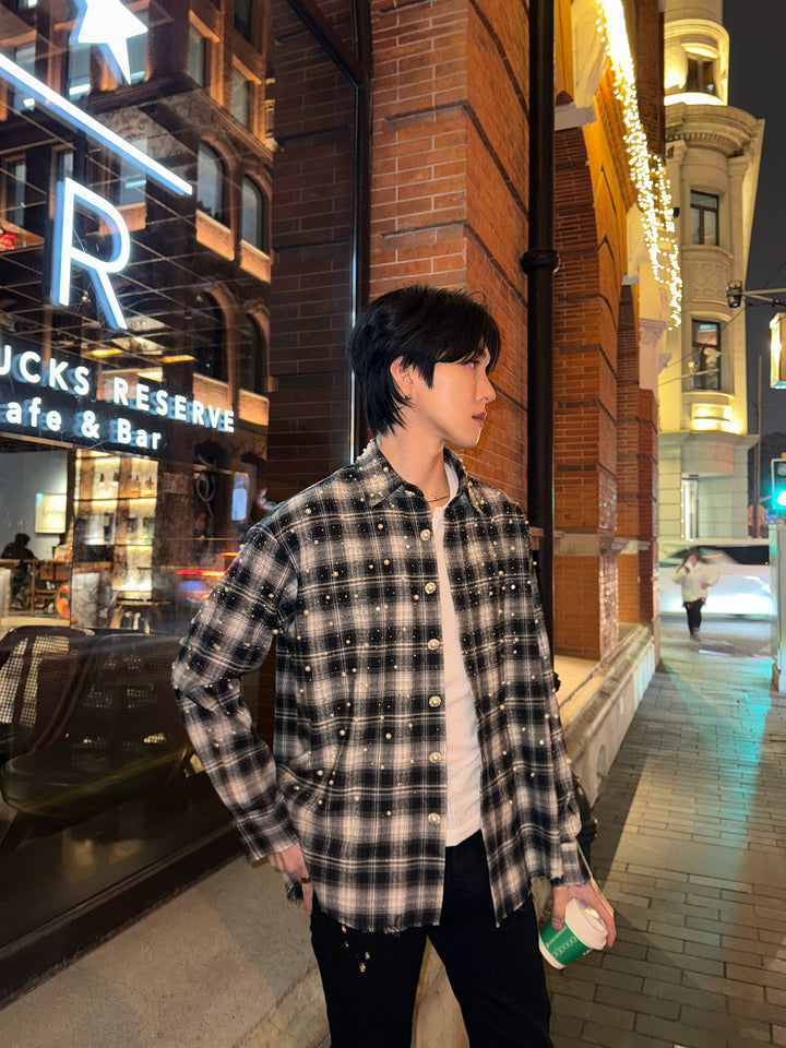 Loose-fit Plaid Long Sleeve Shirt