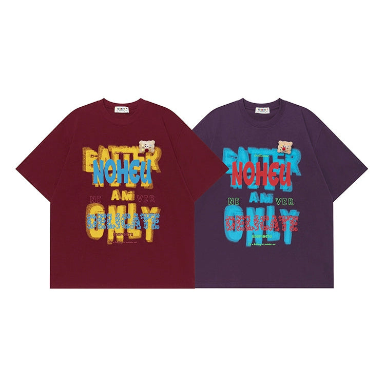 Graffiti Letter Round Neck T-shirt