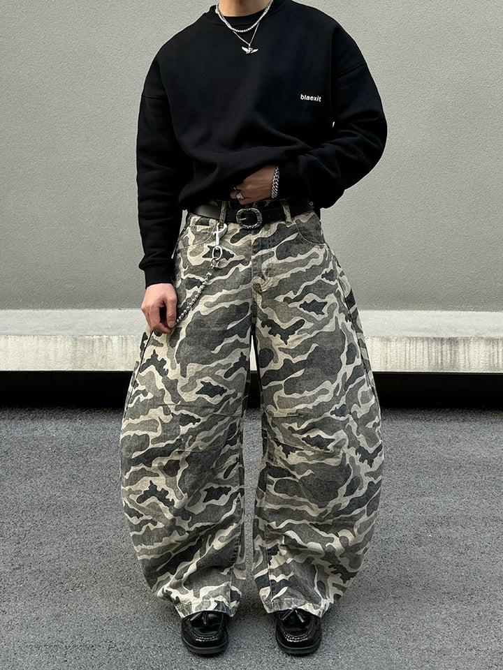 Pantalons droits décontractés camouflage amples 