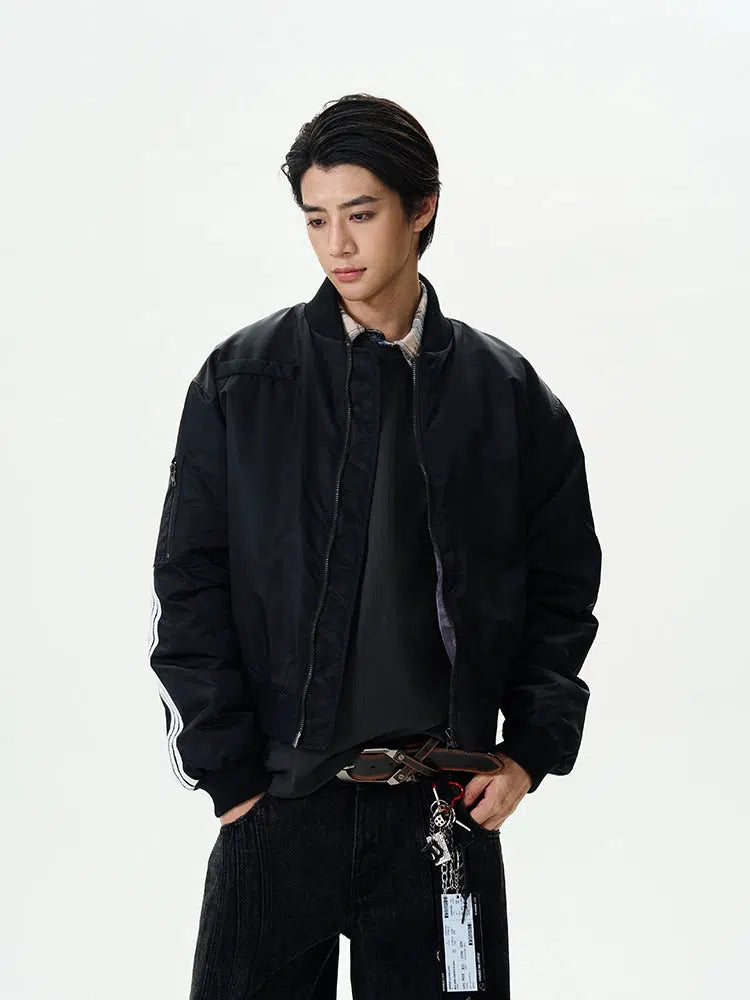 Thick Bomber Pilot Jacket with Cotton Lining-The Korean Fashion