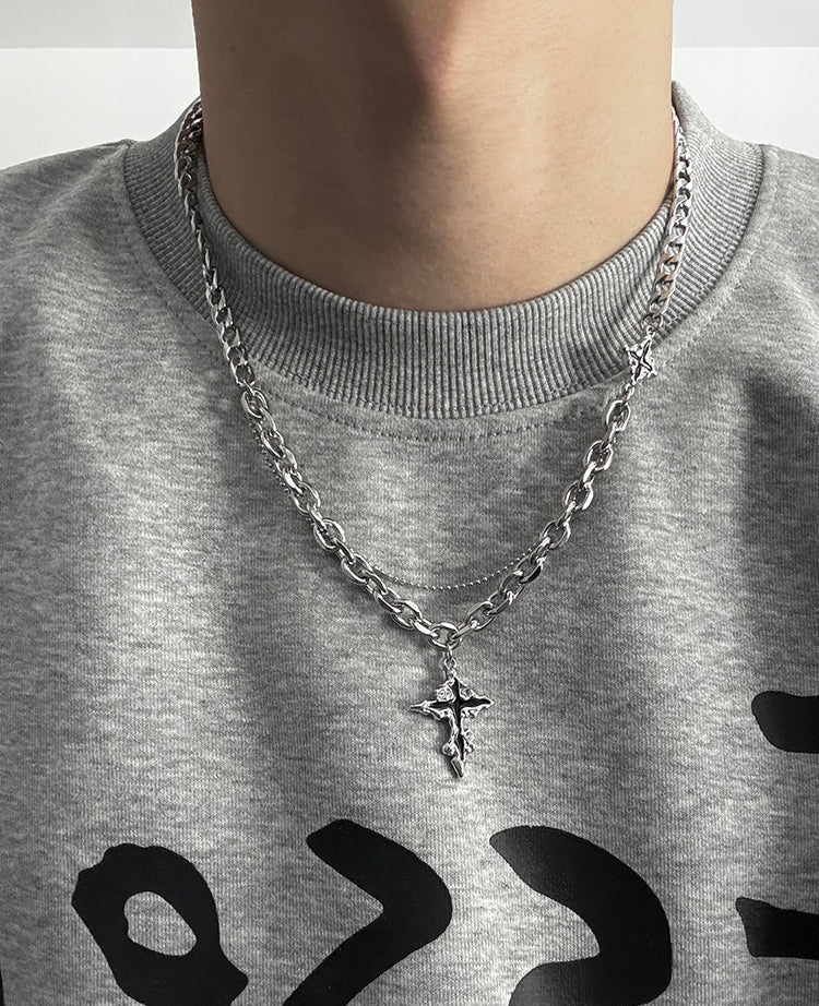 Titanium Steel Cross Pendant Necklace