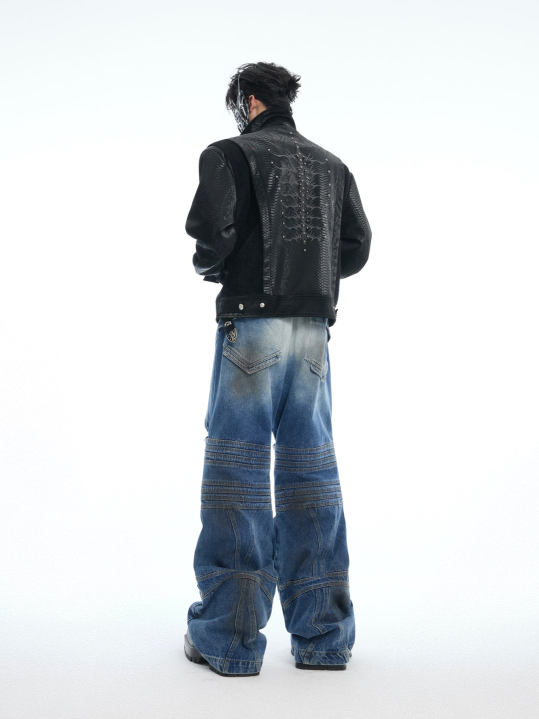 Deconstructed Cross Hollow Design Jeans