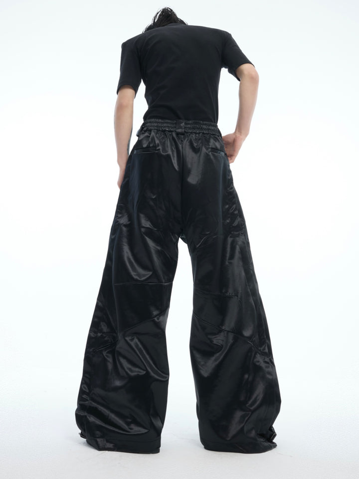 Black Metallic Wide Leg Pants