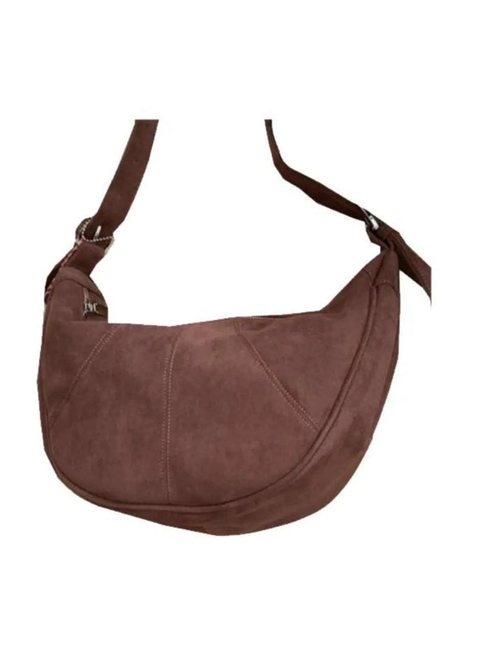 Retro Suede Crossbody Bag with Underarm Design-The Korean Fashion