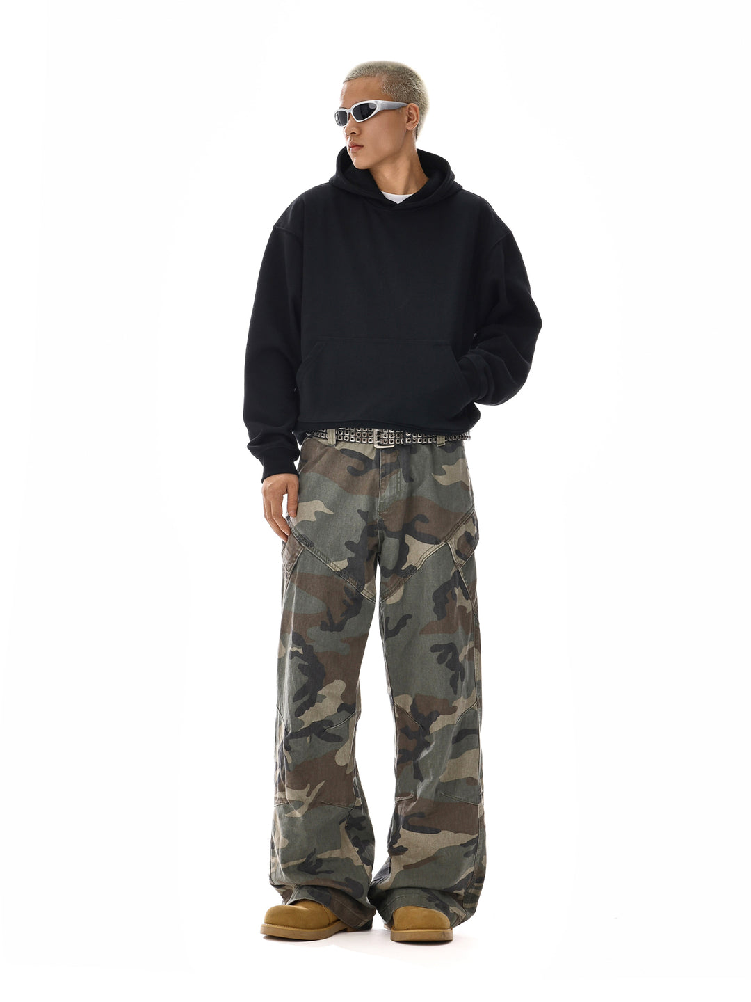 Camouflage Cargo Straight-Leg Pants