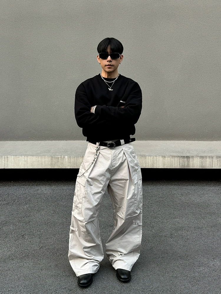 White Wide-Leg Cargo Pants