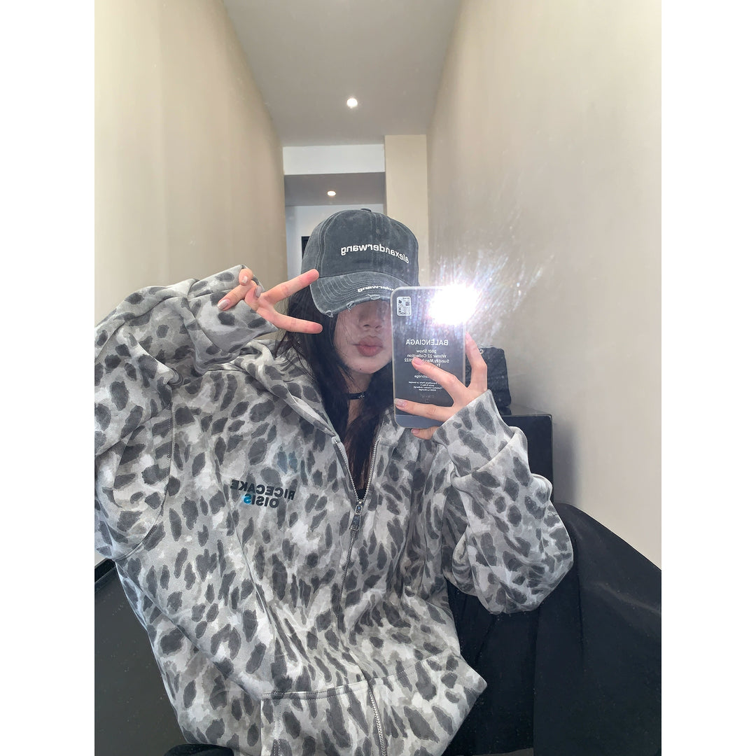 Leopard Print Hooded Winter Jacket