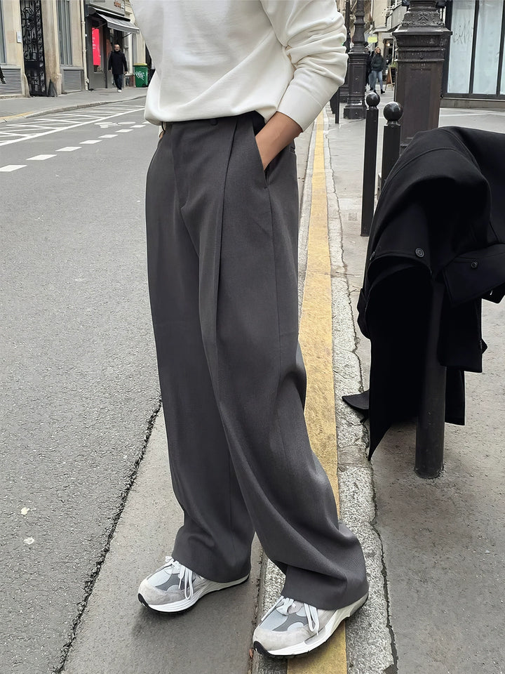 Straight Wide-Leg Suit Pants