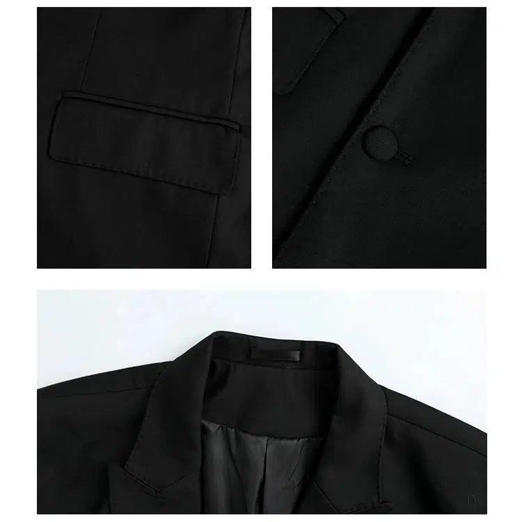 Padded Shoulder Lapel Suit Jacket