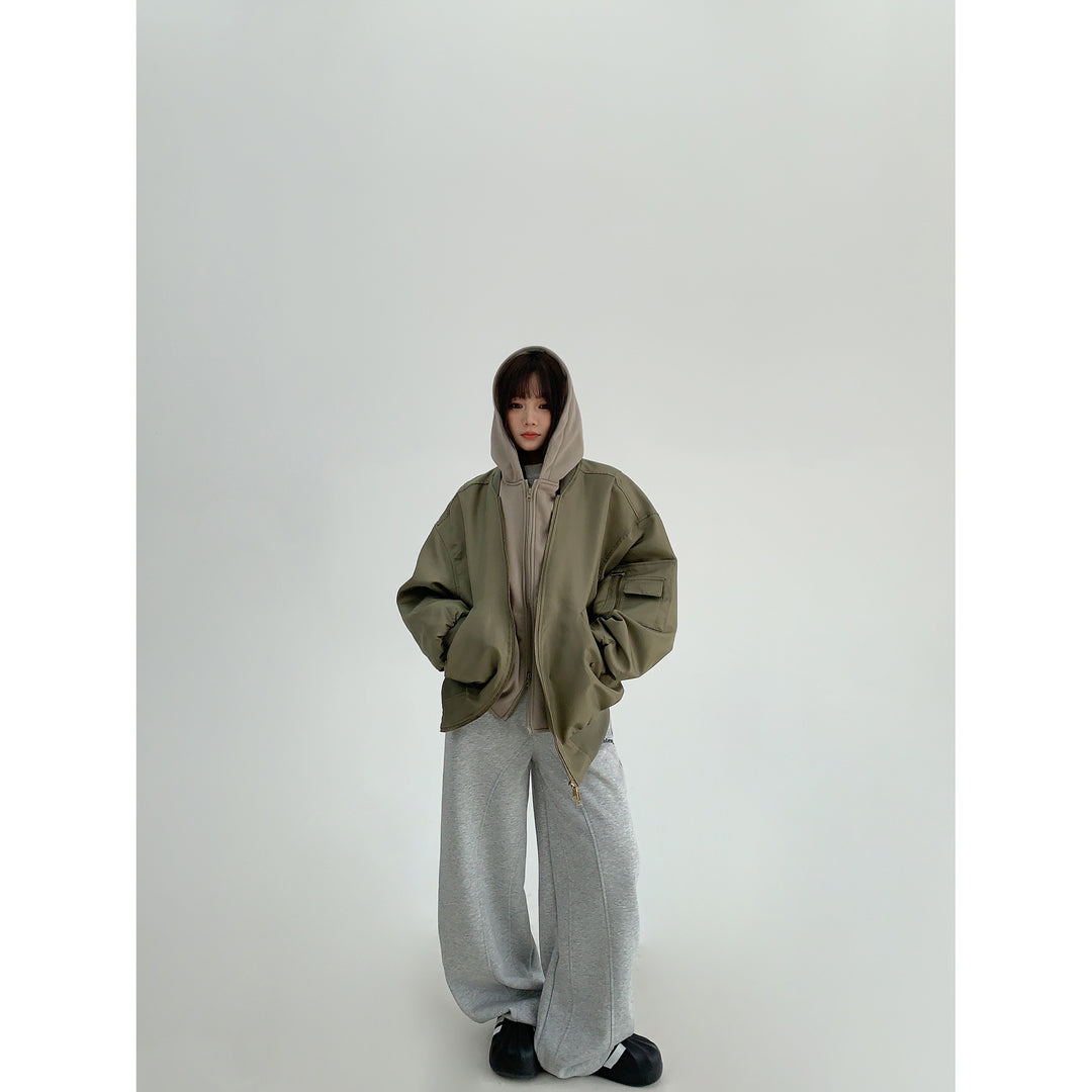 Two-Piece Hooded Bomber Jacket Set