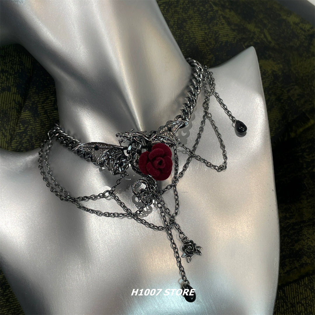 Gotische Drachenrose Choker-Halskette 