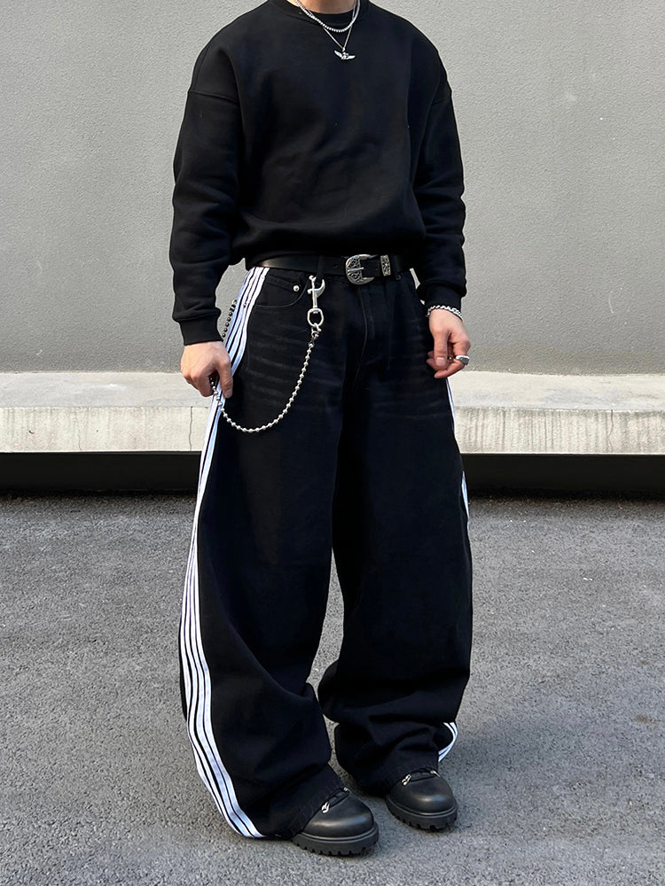 Wide-Leg Stripe Sports Pants