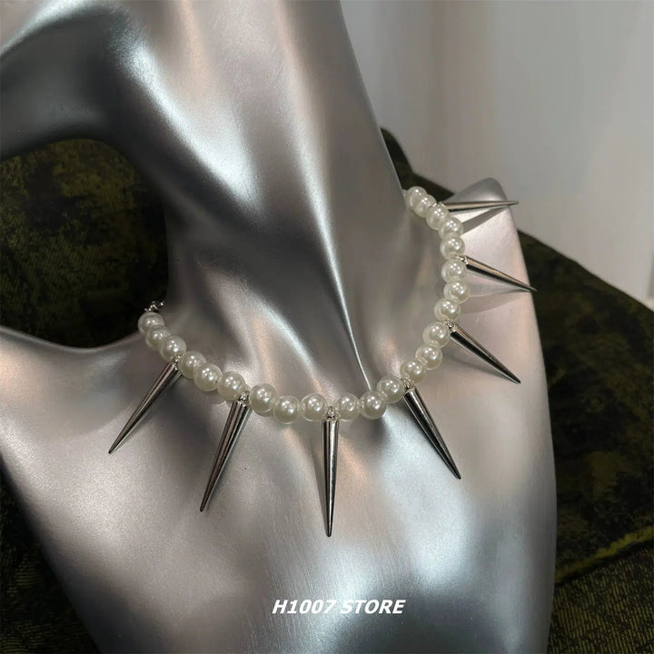 Pearl Spike Punk Choker