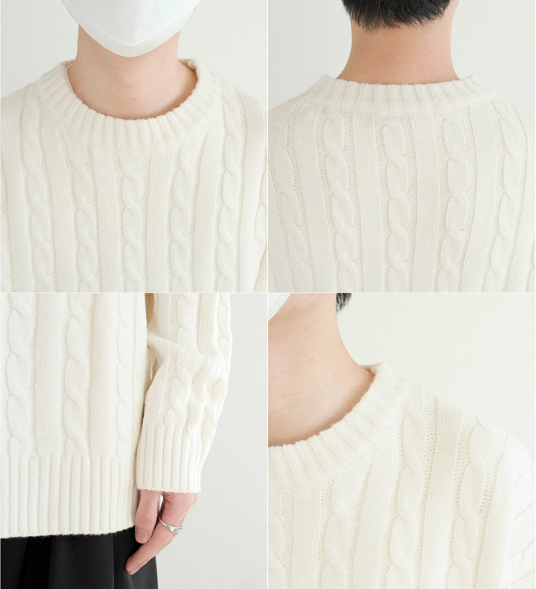 Round Neck Cable Knit Sweater