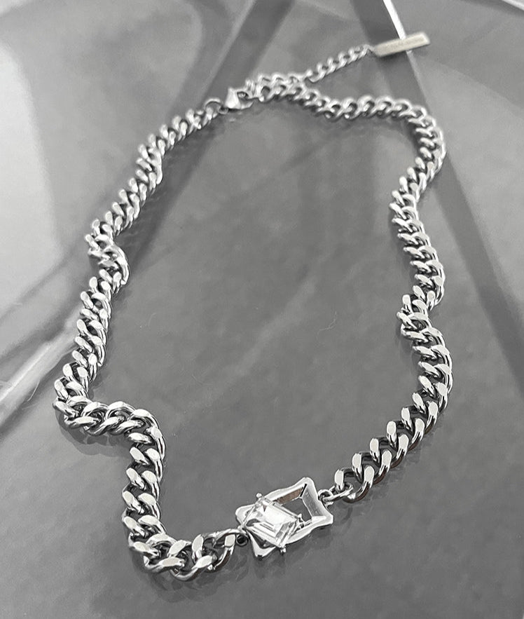 Titanium Steel Diamond Cuban Necklace