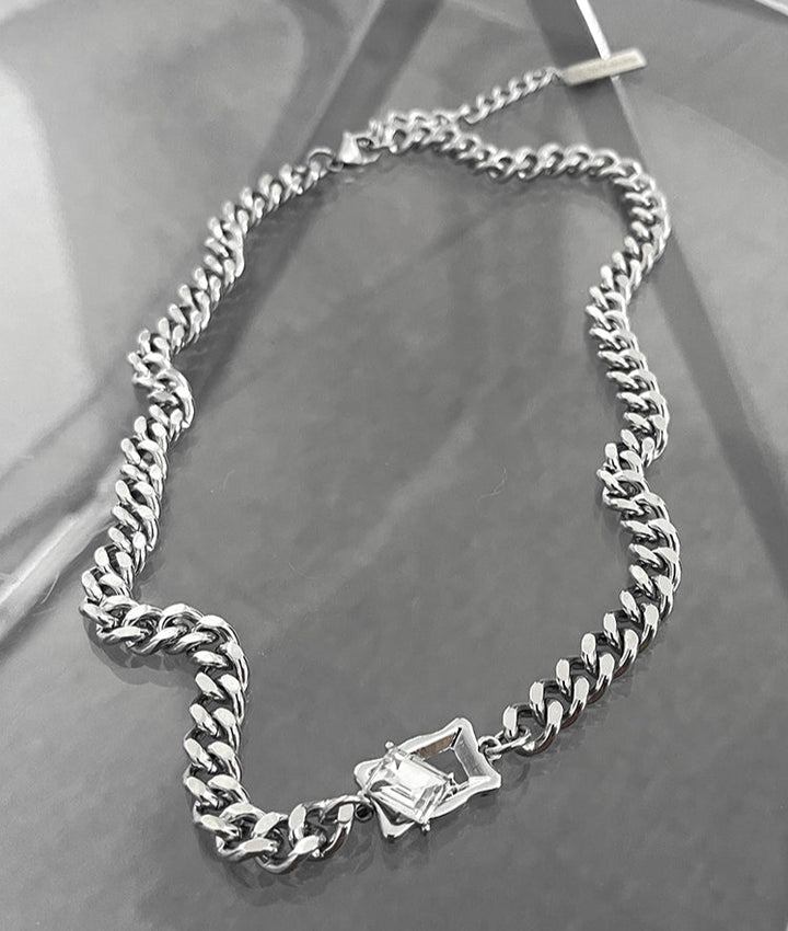 Titanium Steel Diamond Cuban Necklace