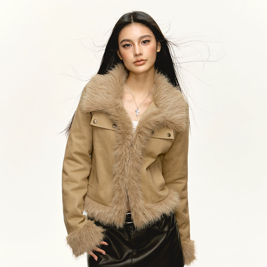 Retro Fur Collar Slim Fit Coat