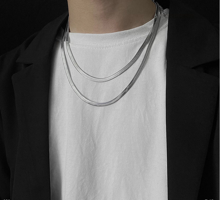 Flat Snake Bone Chain Necklace