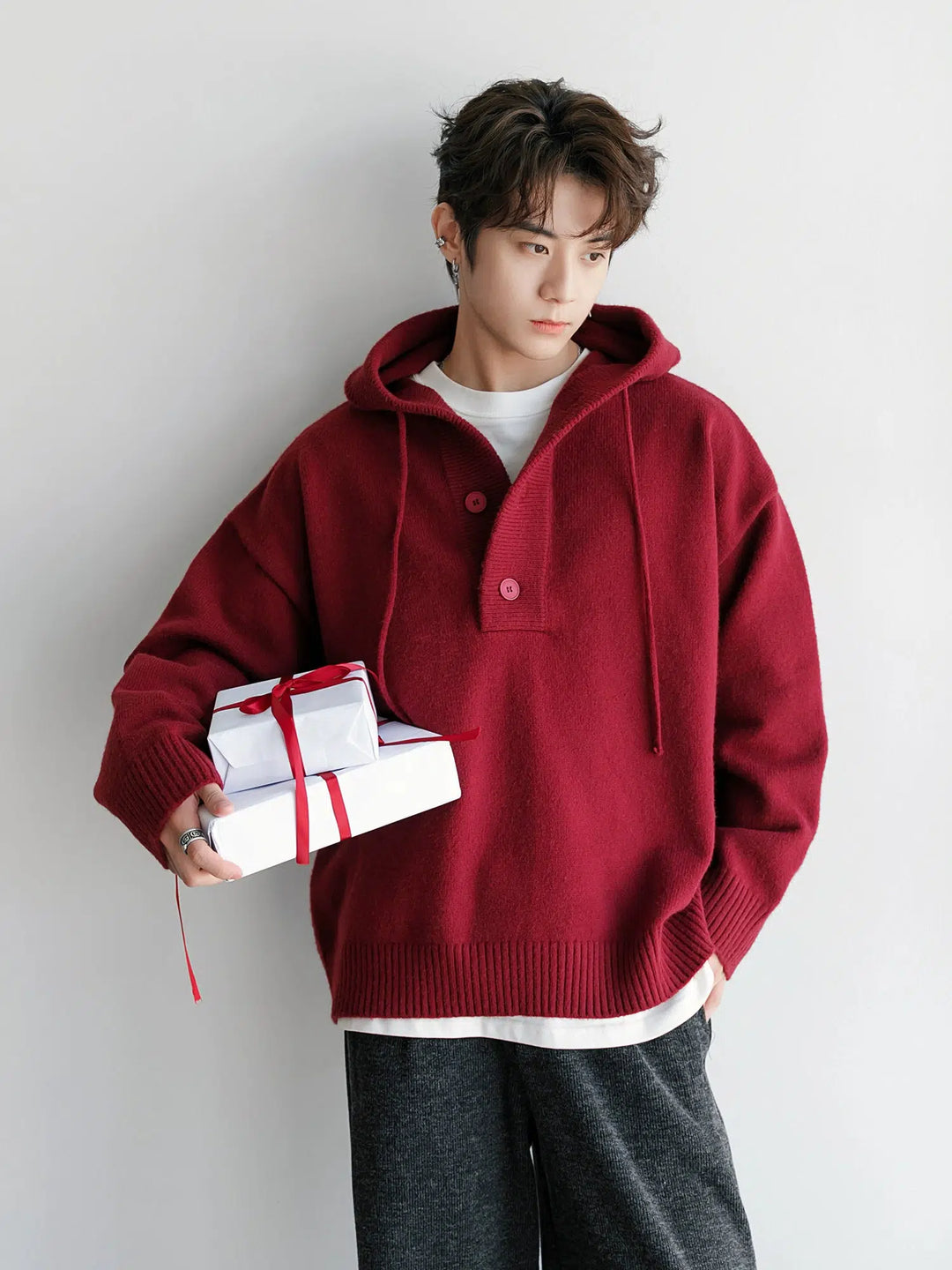 Hooded Knit Sweater-The Korean Fashion