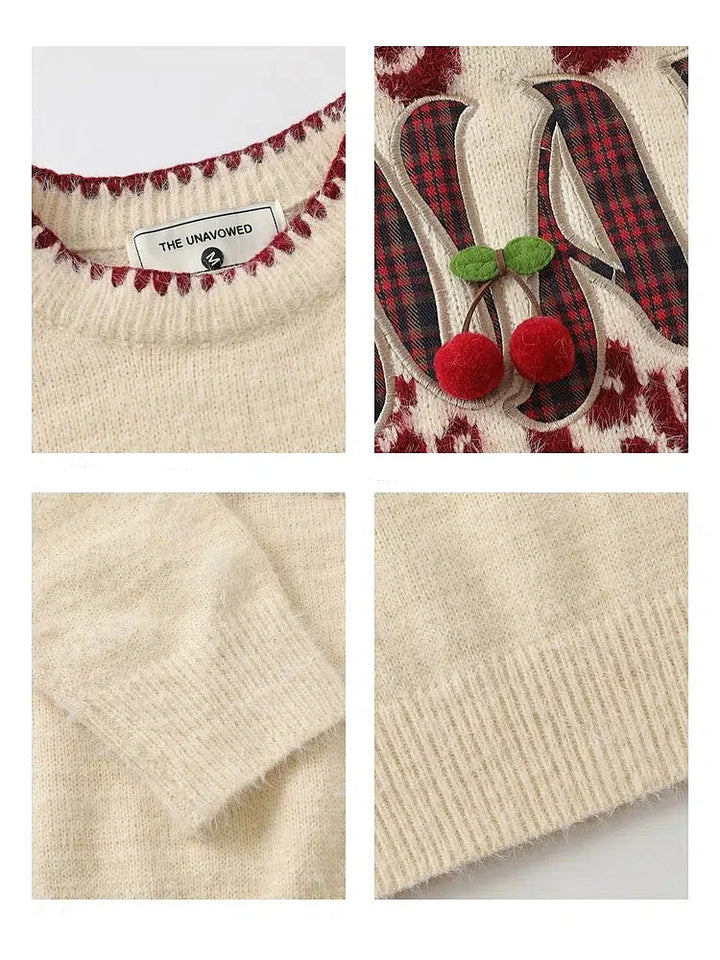 Retro Embroidered Mohair Knit Sweater-The Korean Fashion