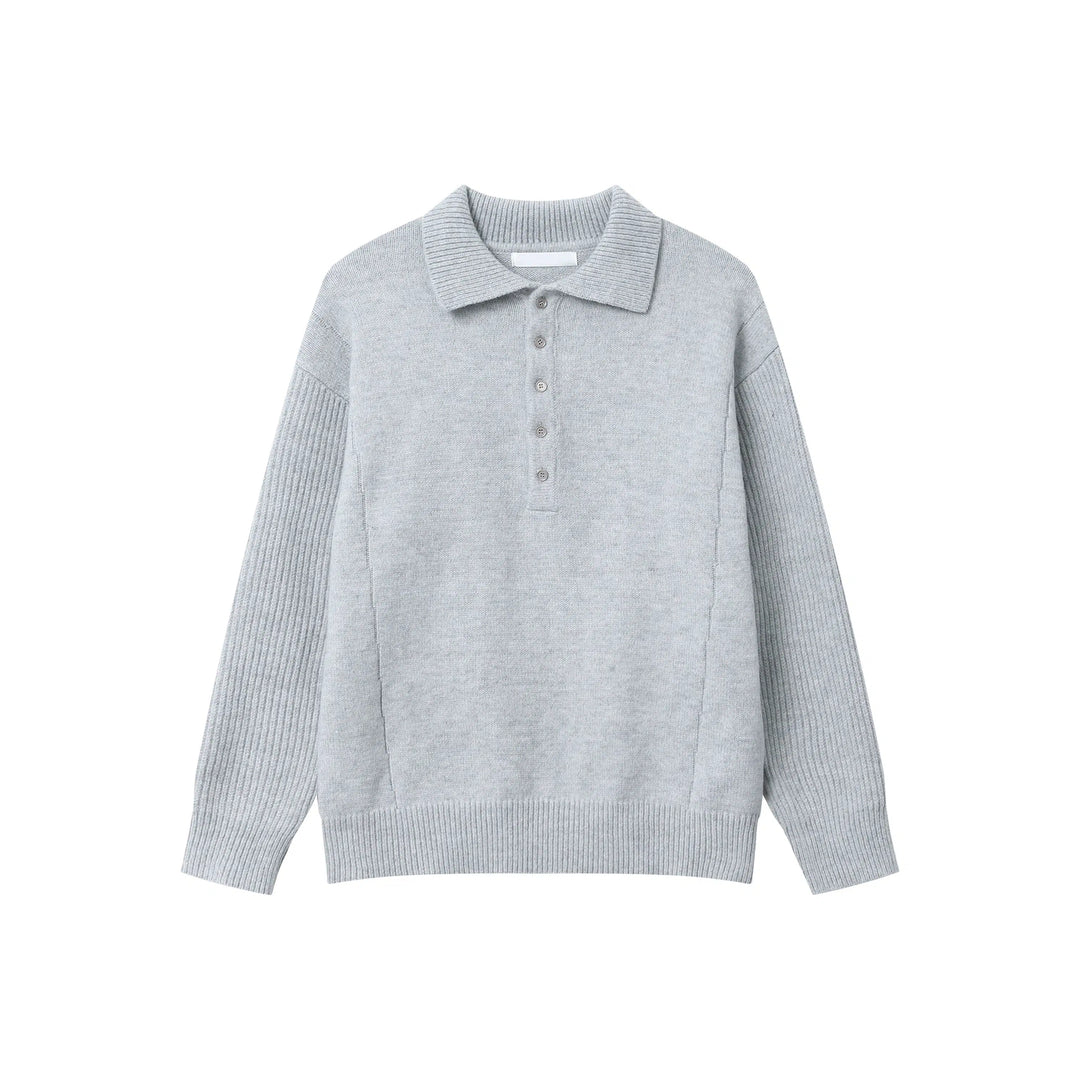 Lapel Wool Knit Pullover Sweater