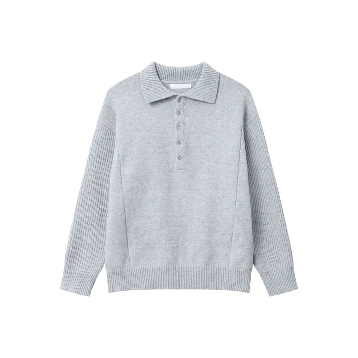 Lapel Wool Knit Pullover Sweater