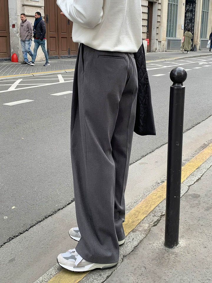 Straight Wide-Leg Suit Pants