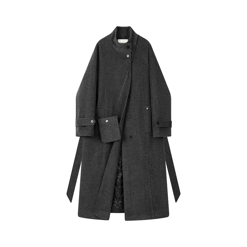 Stand-Up Collar Long Woolen Coat