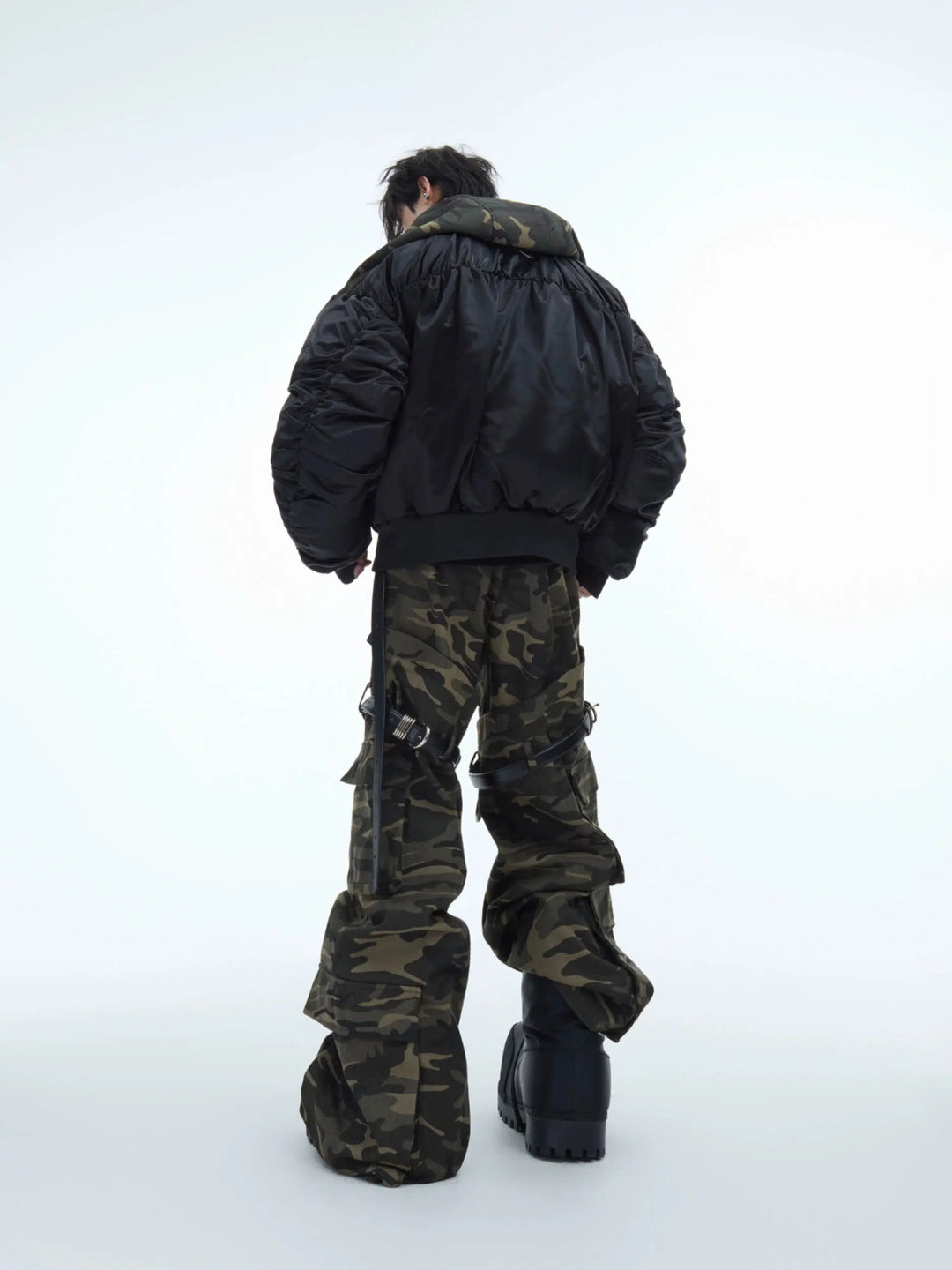 Camouflage Cargo Pants with Belt Loops-The Korean Fashion