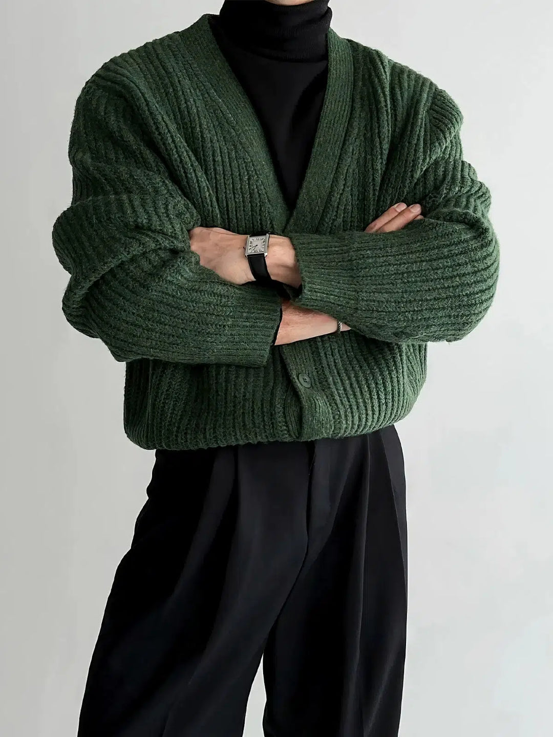 V-Neck Loose Knitted Cardigan Sweater-The Korean Fashion