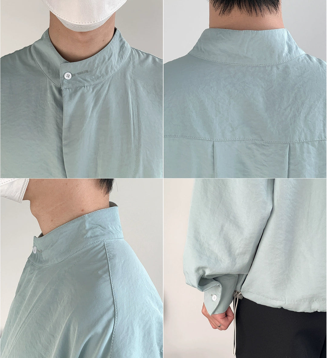 Stand-Up Collar Placket Shirt