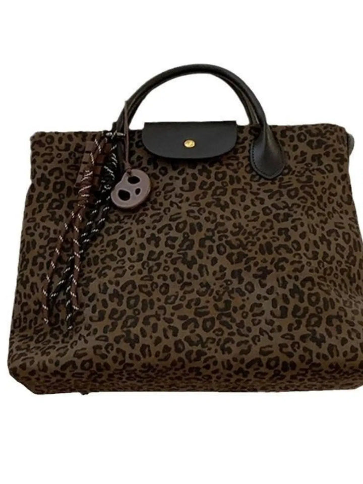 Large-Capacity Leopard Print Tote Handbag-The Korean Fashion