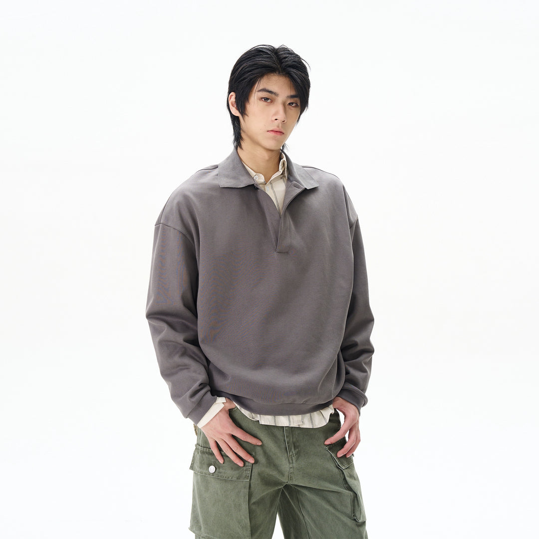 Lapel Long-Sleeve Pullover