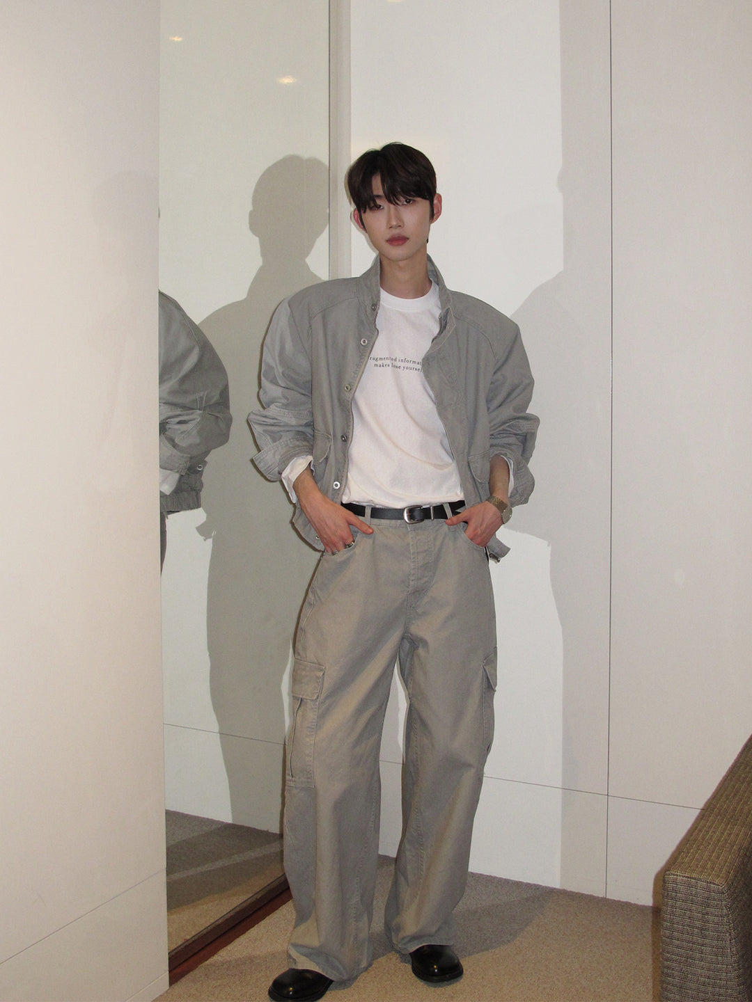 Stand-Up Collar Canvas Jacket Suit