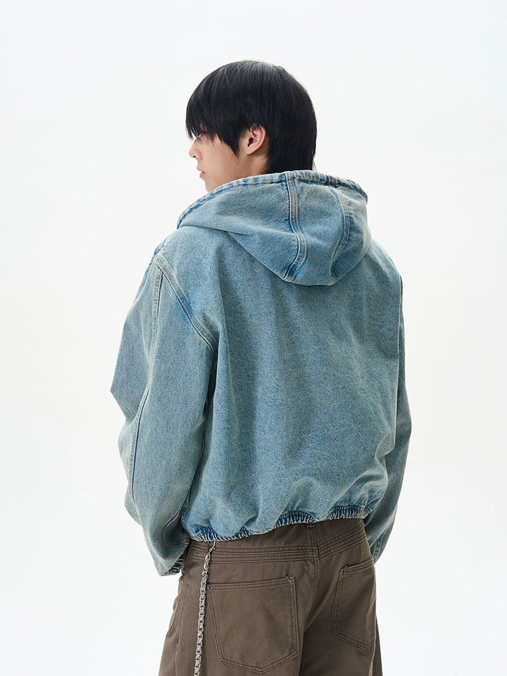 Hooded Denim Jacket with Pockets