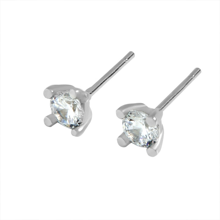 Sterling Silver Four-Claw Stud Earrings