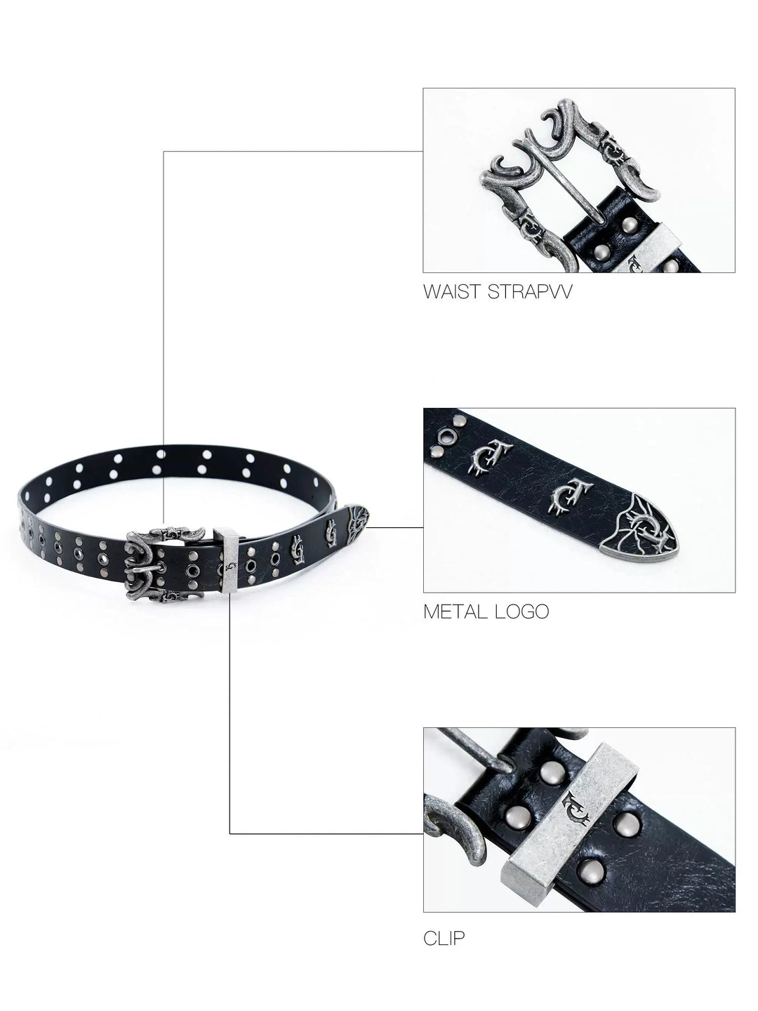 Heavy Metal Rivet Punk Belt for Pants