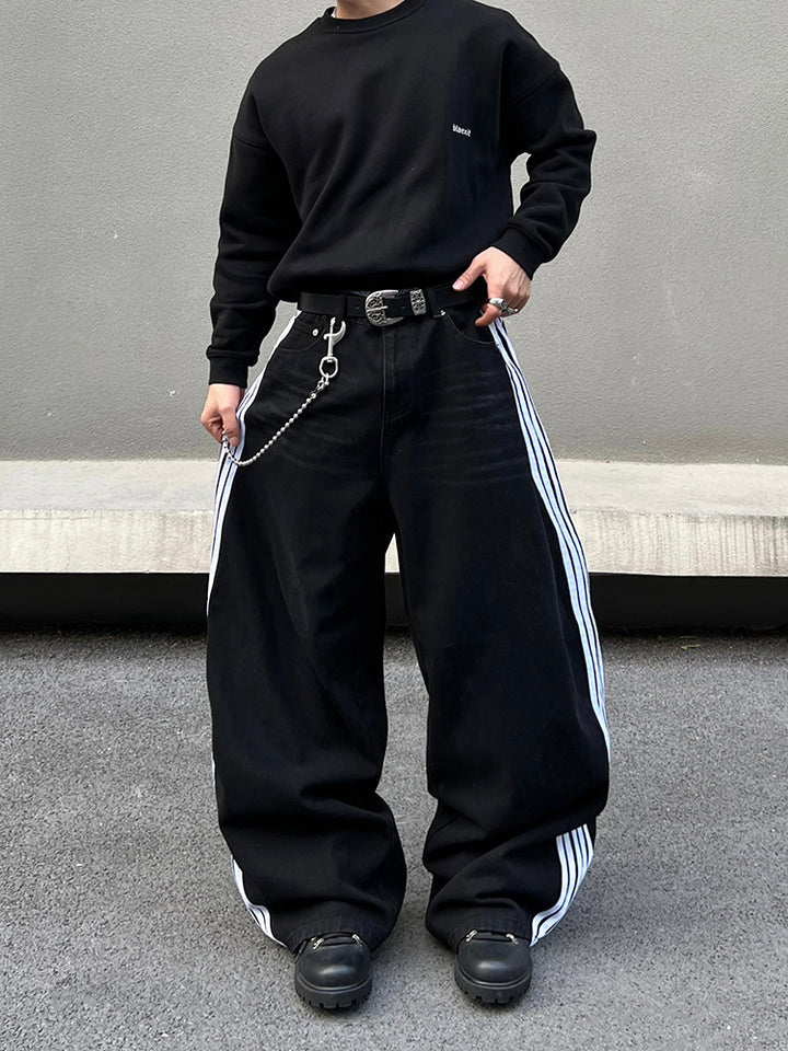 Wide-Leg Stripe Sports Pants