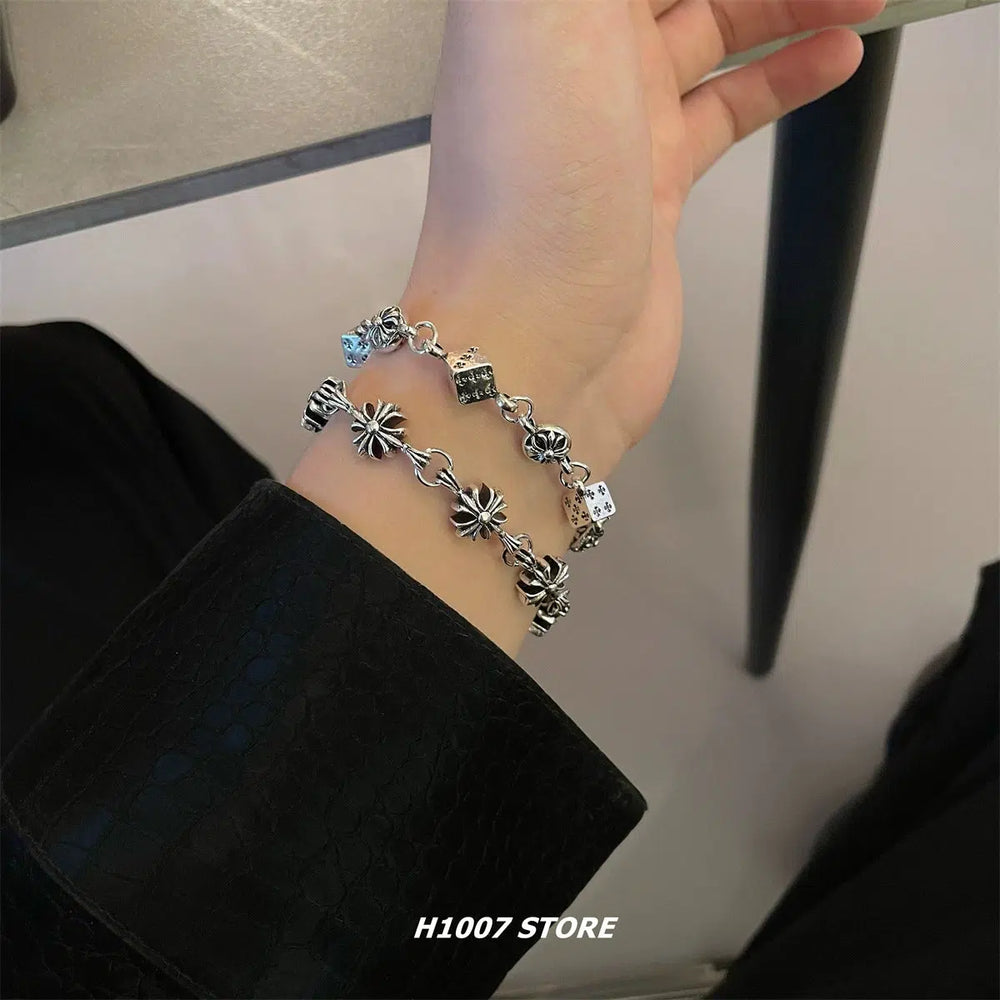 Hip-Hop Cross Flower Chain Bracelet