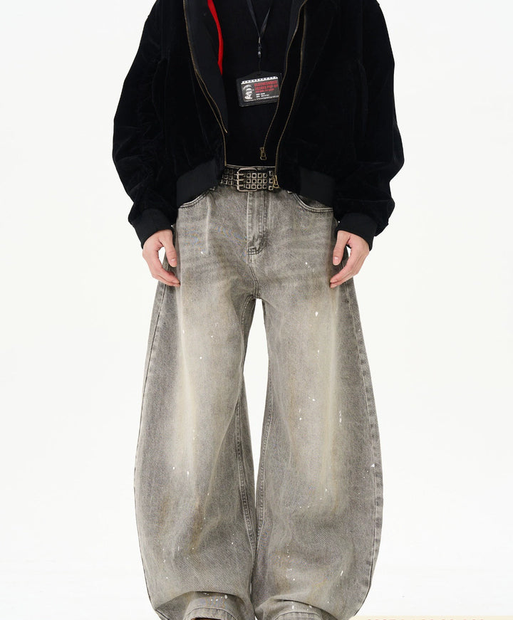 Ink-Splashed Wide Leg Jeans