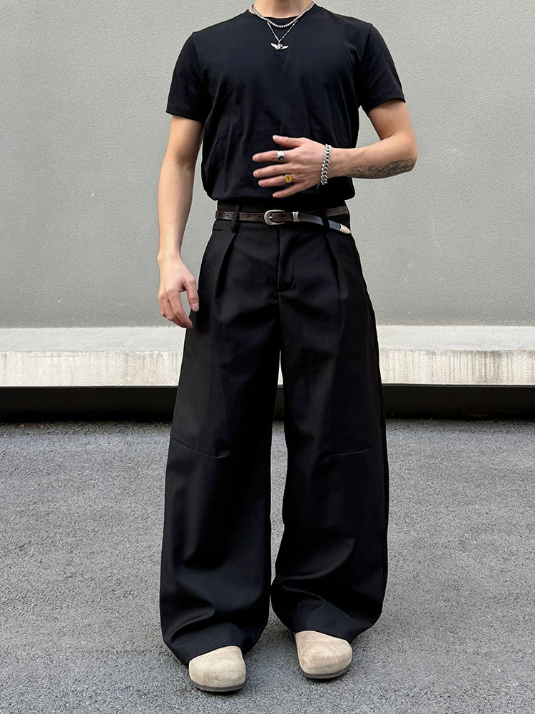 Pleated Wide-Leg Casual Pants