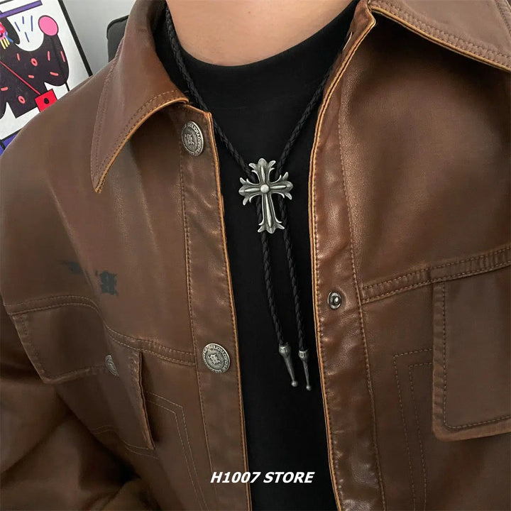 Cross Pendant Braided Necklace