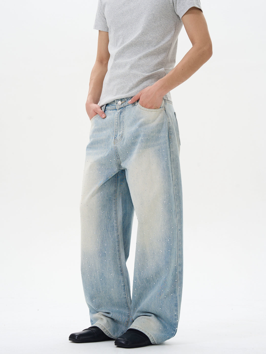 Light Blue Relaxed Fit Straight Jeans